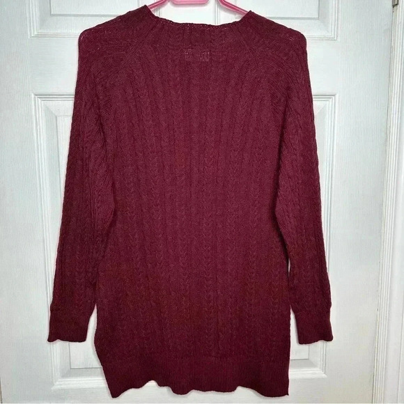Bleu Gray Cable Knit Sweater Burgundy Size Medium - Picture 13 of 16